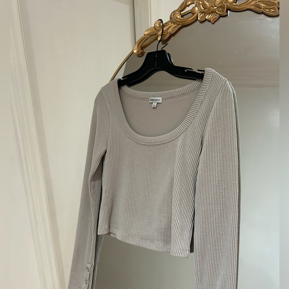 Urban Social Ribbed Longsleeve Top, Size S